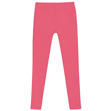 Deep pink skinny jeans on a white background